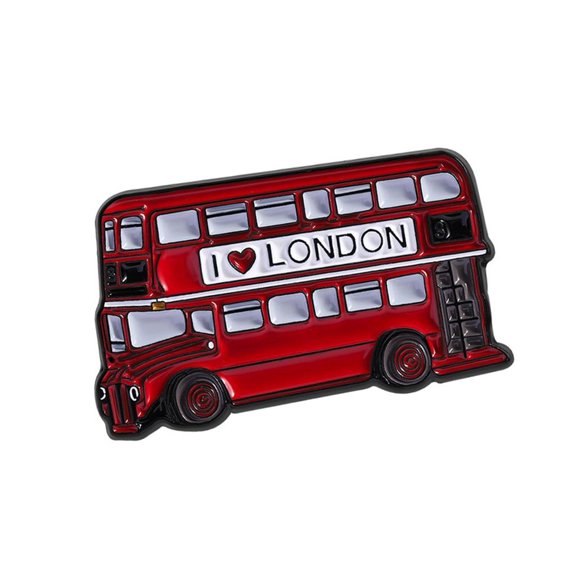 Osdhezcn Red Bus Alloy Lapel Pin Backpack Hat Decoration Accessory