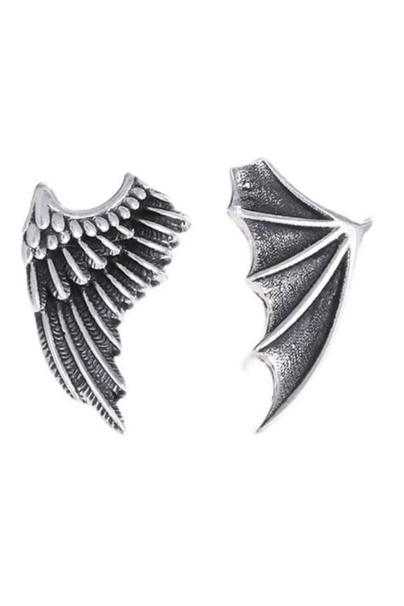 Retro Angel Demon Wing Earrings On-ear Earrings High Polished Stud Earrings