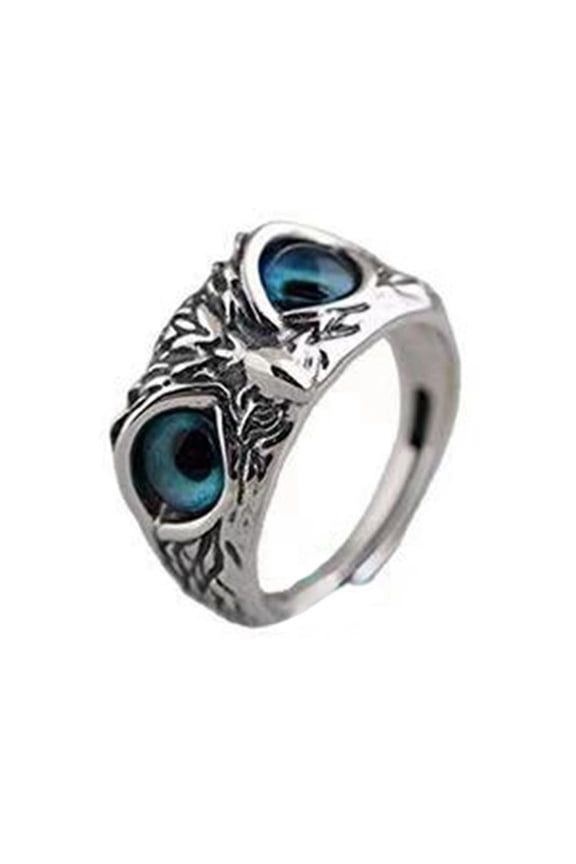 Retro Animal Bird Open Ring Adjustable Punk Animal Owl Ring Demon Eye Owl Ring