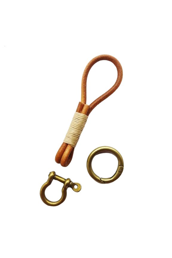 Retro Style PU Leather Key Holder Spring Clip Braided Rope Backpack Accessory