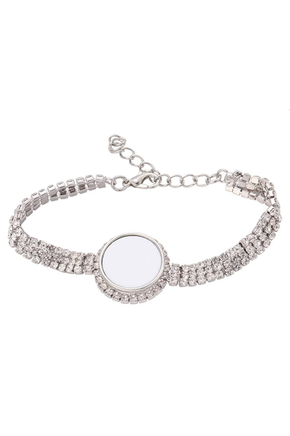 Rhinestones Ornaments Sublimation Blank Thermal Transfer Round Snap Bracelet