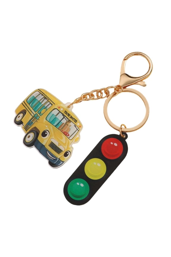 School Bus Keychain Bag Charm Men Women Purse Handbag Backpack Bag Pendant Charm