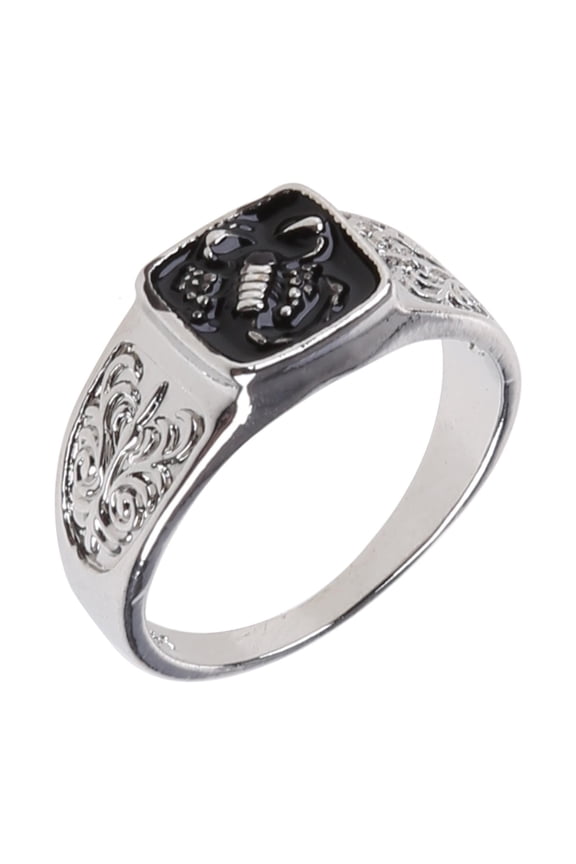 Scor-pion Animal Engraved Rings for Men Statement Band Wide Chunky Square Ring
