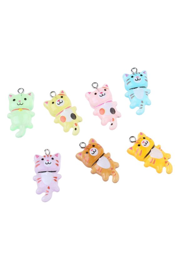 Set of 10 Cute Resin Cats Charm for Crafting Sturdy Miniature Cats Pendants in Resin for Artistic DIY Jewelry Makers
