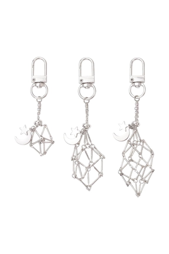 Set of 3pcs Alloy Keychain Innovative Swivel Design Cage Key Chain Holder Pendant For Efficient Key Organization