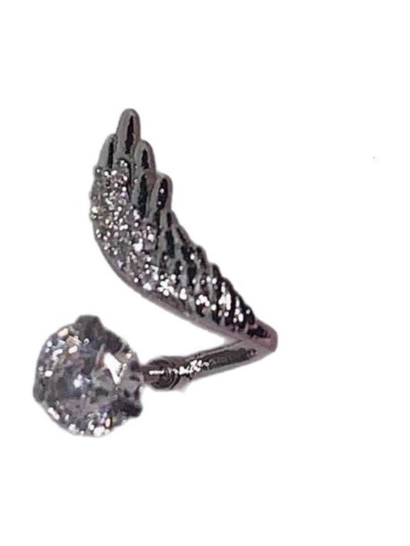 Silver Color Wing Ear Bone Nail for Women Rhinestones Earrings Ear Accessories