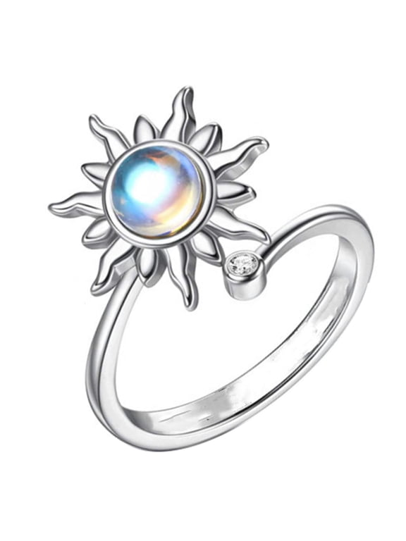 Small Sunflower Anxiety Ring Relieve Spinner Worry Bead Meditation Adjustable