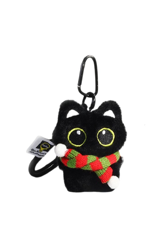 Soft Plush Cat Key Rings Charming Black Cat Plush Keychain with Soft Touch for Bags Keys Purses Backpacks