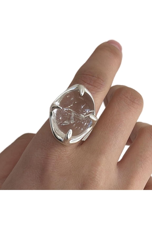 Sparkling Prong Set Crystal Ring Adjustable Band Sturdy Copper Jewelry