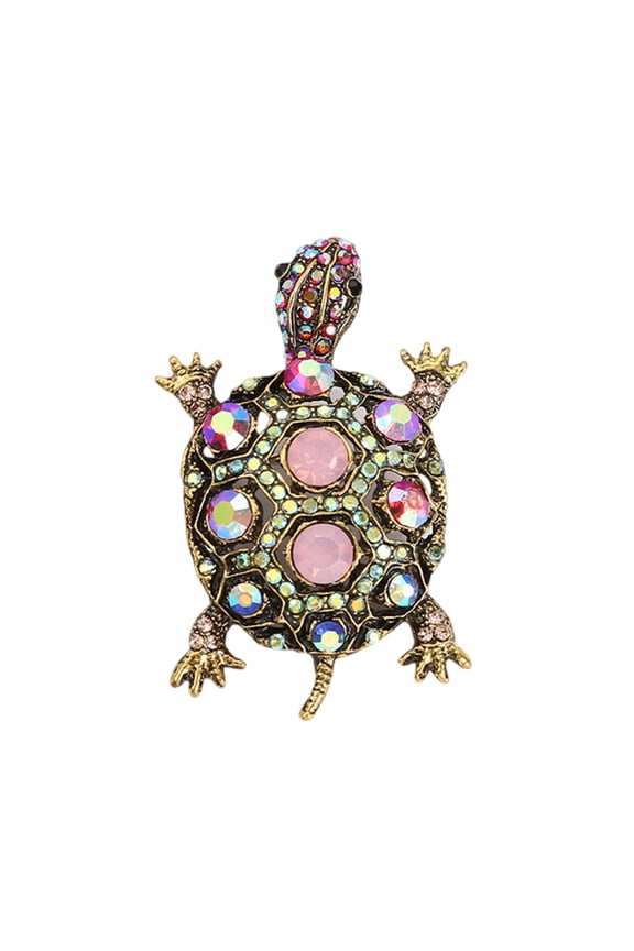 Sparkling Rhinestones Turtles Brooch Vintage Alloy Animal Pins for Banquet Party