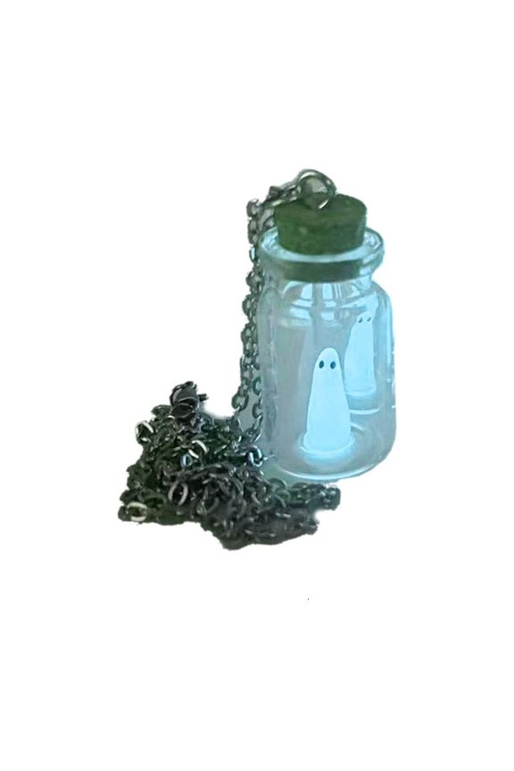 Spooky Halloween Necklace Spirit in A Bottle Pendant Neckchain Halloween Jewelry