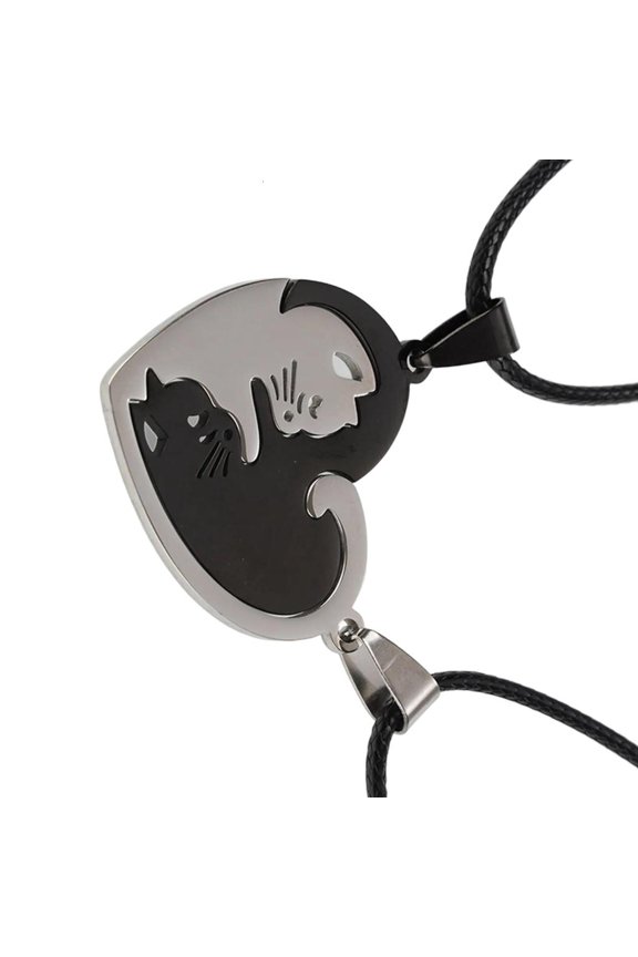 Stainless Steel Cats Pendant Necklace Clavicle Chain for Pet Lovers and Couples