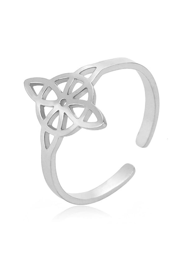 Stainless Steel Material Witches Knot Rings Openworked Celtic Knot Adjustable Open Finger Rings Amulet Jewelry for Women