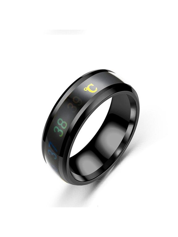 Stainless Steel Ring with Intelligent Temperature Display Function Unisex Ring