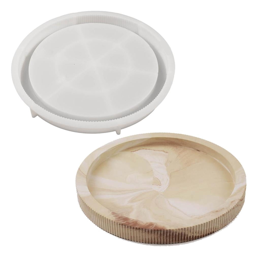 Osdhezcn Storage Tray Silicone Mold Stripe Round Dish Resin Mold Concrete Casting Mold