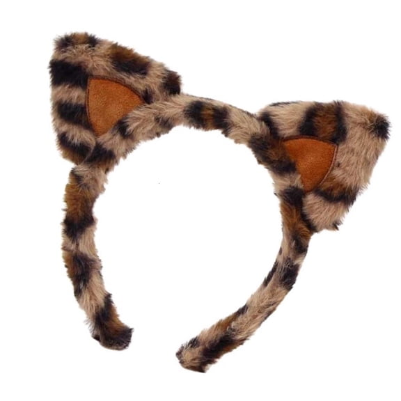 Osdhezcn Stretchy Leopard Cats Ear Headwear Soft Plush Hairband Unisex Head Ornament Headgear For Cosplay Daily Outfits