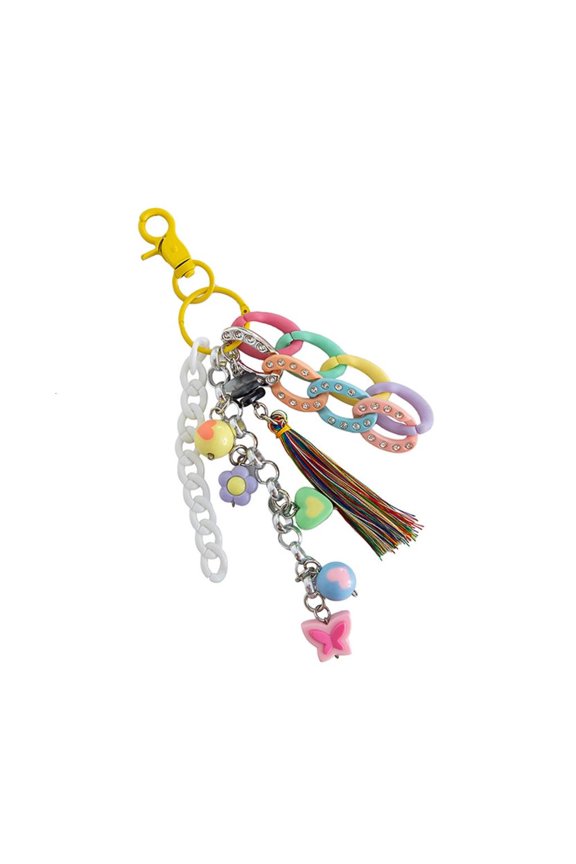 Sturdy Acrylic Key Accessory with Tassels Chic Party Dating Essential Keychain