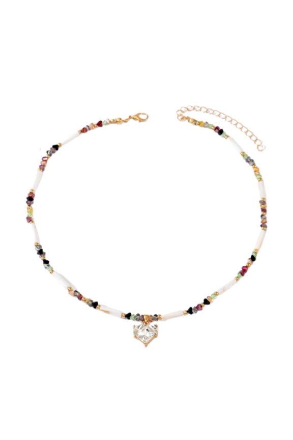 Stylish Irregular Pearls Chain Jewelry Adjustable Collarbone Necklace Heart Charm For Party Vacation Accessories