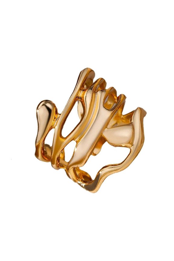 Stylish Wide Band Rings With Lava Pattern Portable for Trendsetters Casual Wear