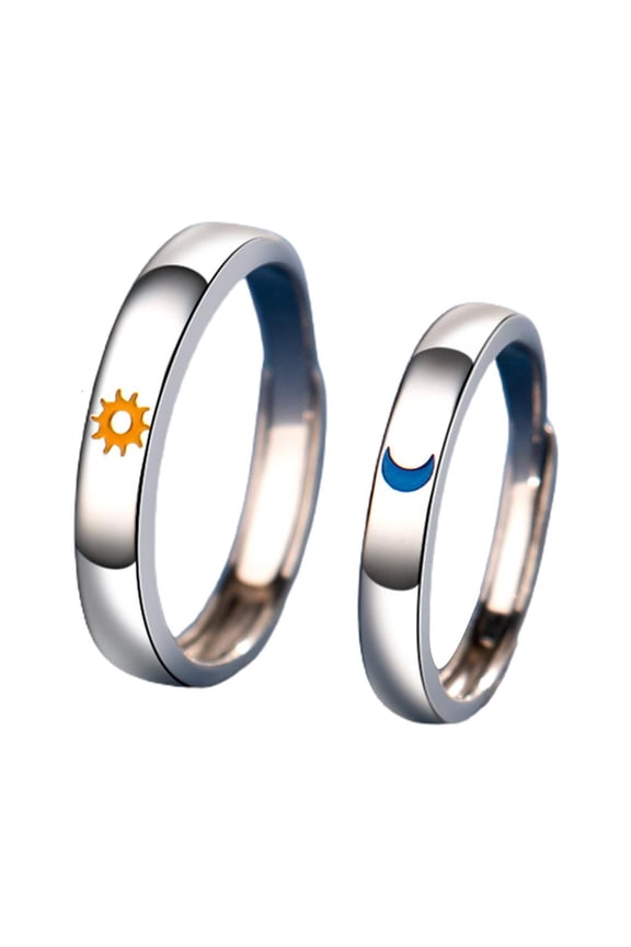 Sun Moon Couple Matching Ring Open Adjustable Couple Friendship Stackable Ri