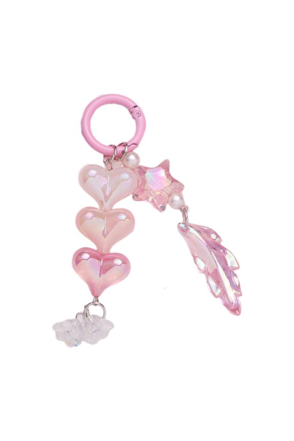 Sweet Heart Keychains Party Gifts Acrylic Material Cute Feather Keychains Handbag Pendent Keyrings for Women Girls
