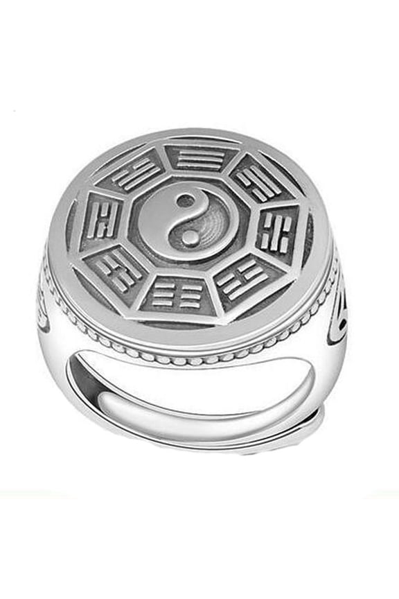 Tai for Chi Yin Yang Bagua Balance Ring Adjustable Silver Dainty Vintage Unique