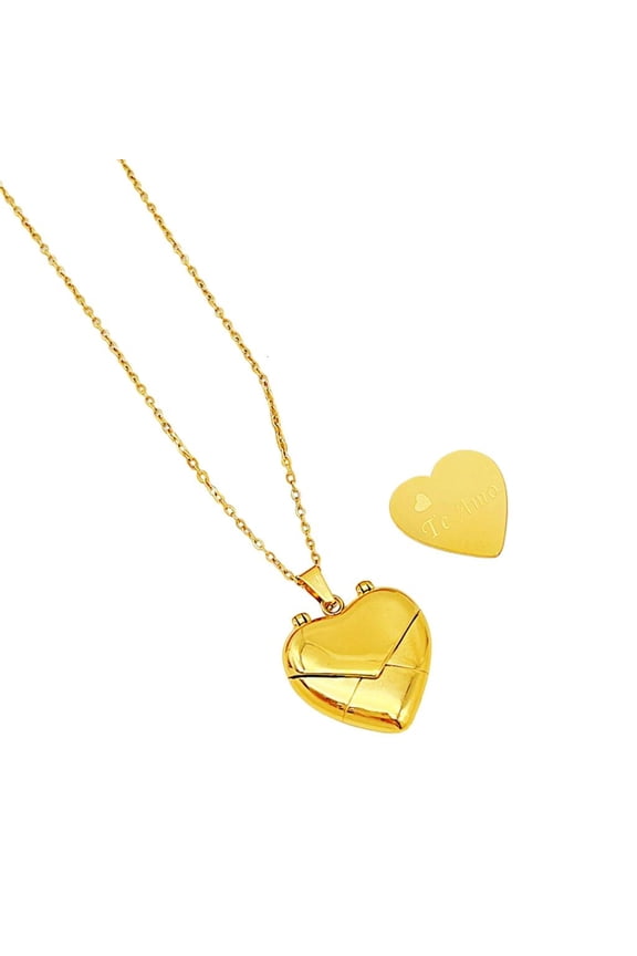 Titaniums Steel Engravable Heart Envelope Locket Choker Woman Party Jewelry Gift