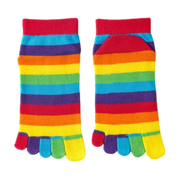 Osdhezcn Toe Socks for Women Novelty Rainbow Striped Five Finger Separated Ankle Socks