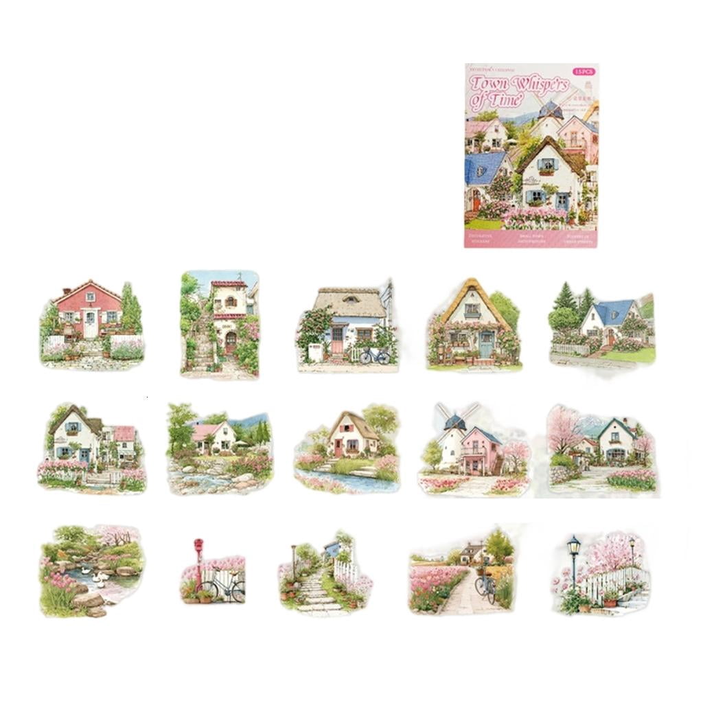 Osdhezcn Townscape Scenery Sticker Miniature Scene PET Sticker For ...