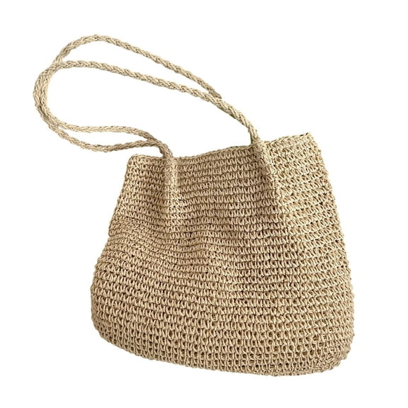 Osdhezcn Travel Vacation Bag Rattan Summer-Beach Bag for Women Straw Weave Bucket Bags