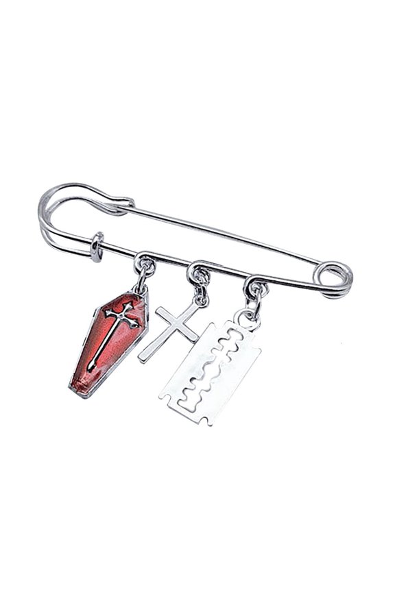 Trend Brooch Cross Blade/Five-Pointed Star Bone/Paper Clip Cross Star Lapel Pin