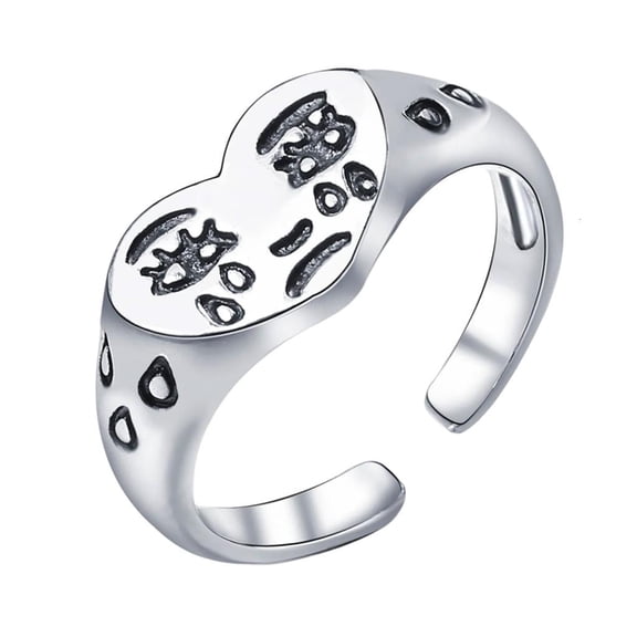 Osdhezcn Trendy Sad Expression Emoticon Rings Alloy Materials for Fashion Lovers
