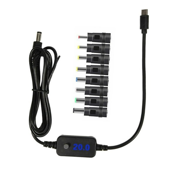 Osdhezcn USB C to 5.5x2.5mm 5V 9V 12V 15V 20V Adjustable Cable Power Adapter Cable
