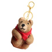 Osdhezcn Unique Brown Bear Keychain Felt Animal Pendant Keyring Accessory Bag Decoration