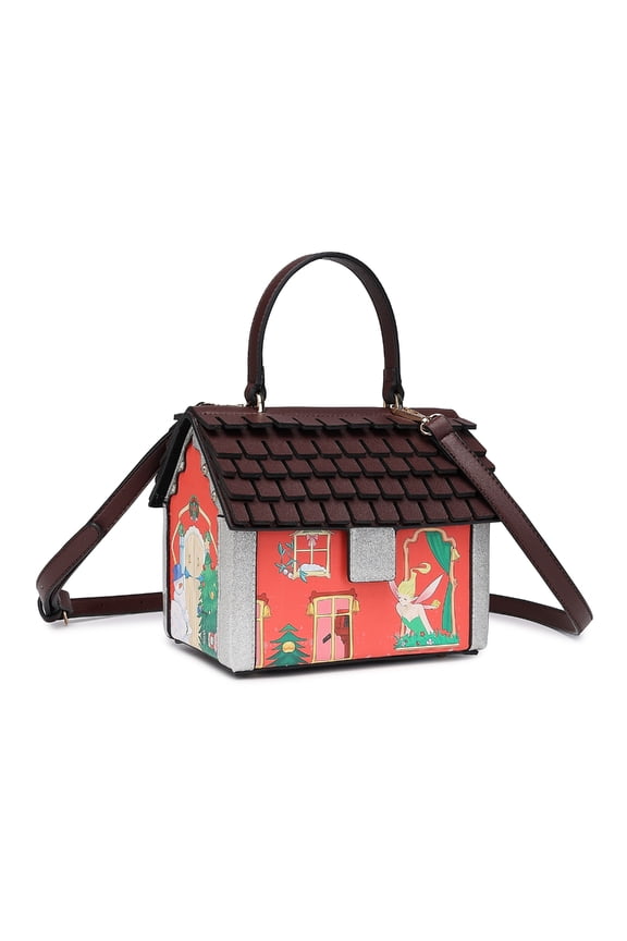 Unique Christmas House Shaped Purse for Women PU Crossbody Bag Shoulder Bags with Adjustable Strap Fun Handbag