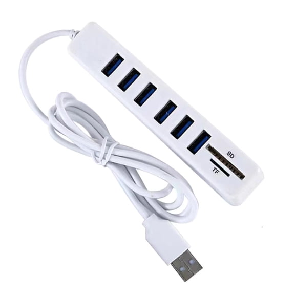 Osdhezcn Universal USB Hub Splitter ABS Construction 6 Port Integrated Cable Portable