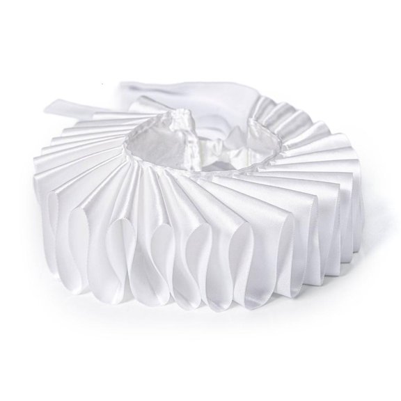 Osdhezcn White Polyester Royal Dog Cats Collar Medieval Theme Adjustable Pet Costume Neck Ruff Necklace Photo Accessories