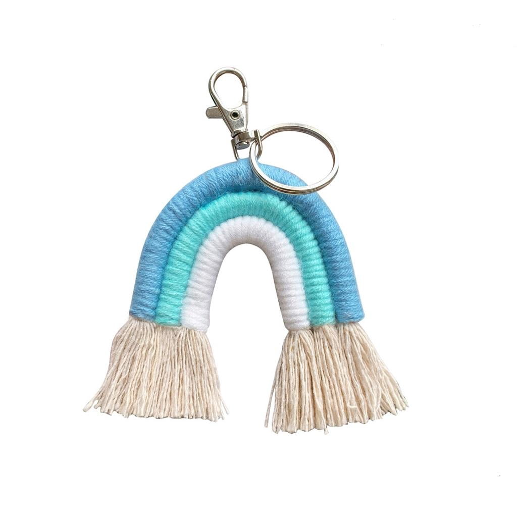 Weaving Keychains Osdhezcn Women Chic Tassel Macrame Keyrings Fashion Weaving Rainbow ...