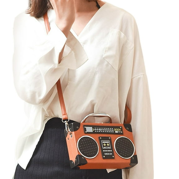 Osdhezcn Women Radio Shape Shoulder Bag Simple Messenger Bag Creative Handbag and Purse Evening Bag PU Leather Crossbody Bag