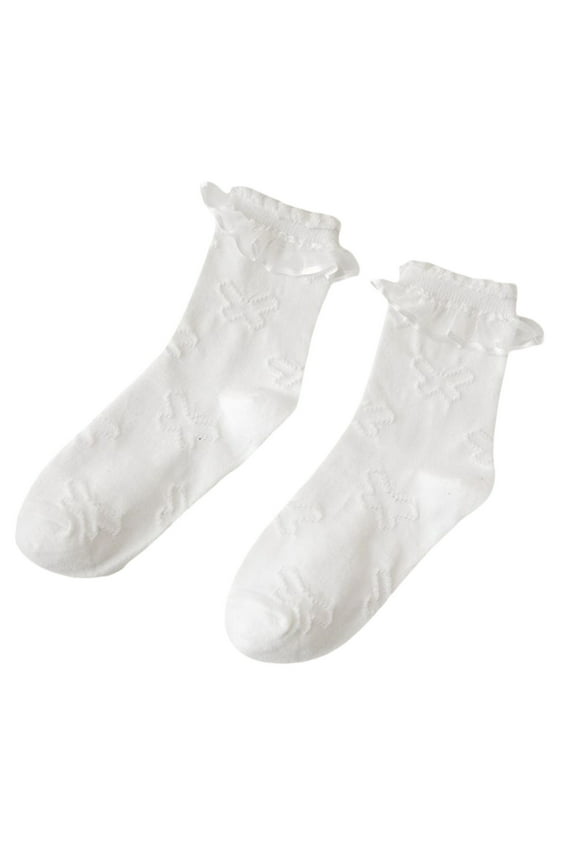 Women's Ruffle and Bow Anklet Socks Lace Ruffle Frilly Comfortable Cotton Socks
