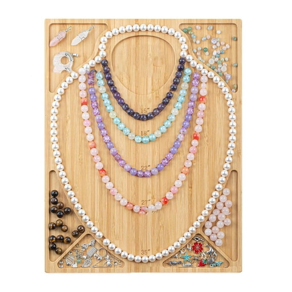 Osdhezcn Wood Beading Board Necklace Beading Tray for Jewelry Making Measuring Plate Mats