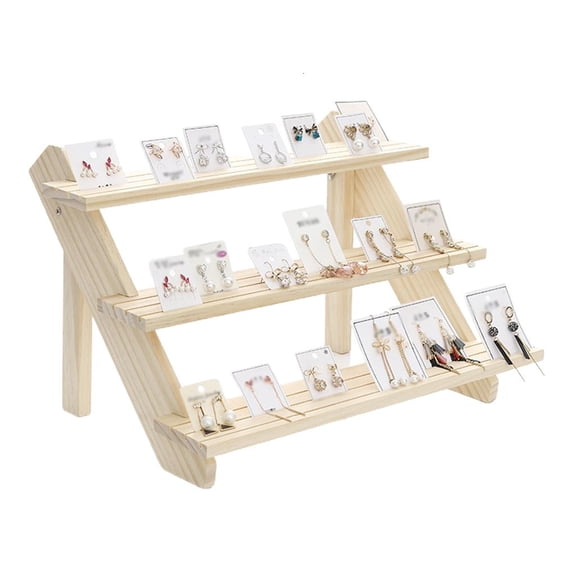 Osdhezcn Wood Stair Shelf Display Riser Retail Dessert Cupcake Necklace Stand 2/3/4-Tier