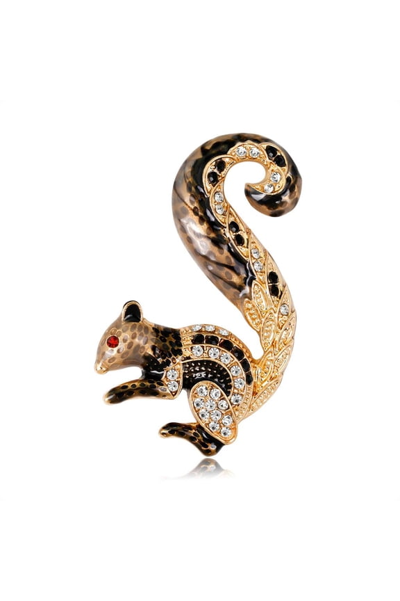 Creative Squirrel Brooch Animal Enamel Charms Badge Banquet Scarf Pins for T