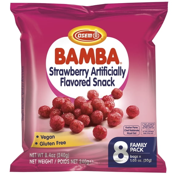 Osem Bamba Snack Strawberry Multi-Pack 8 Count (Pack of 6) 8.4 oz