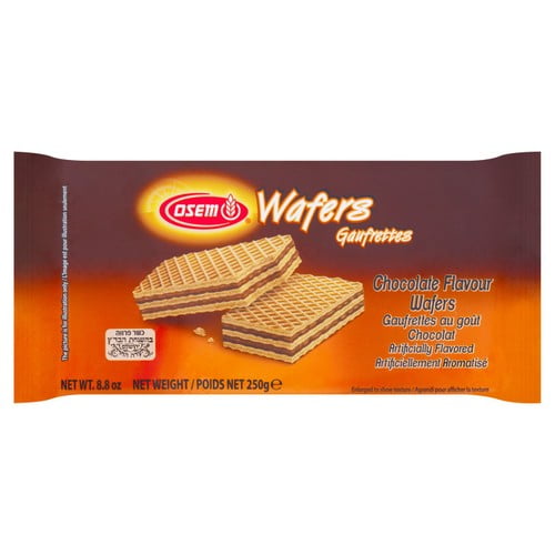 Osem Chocolate Flavoured Wafer 250g, British Import (Pack of 2)