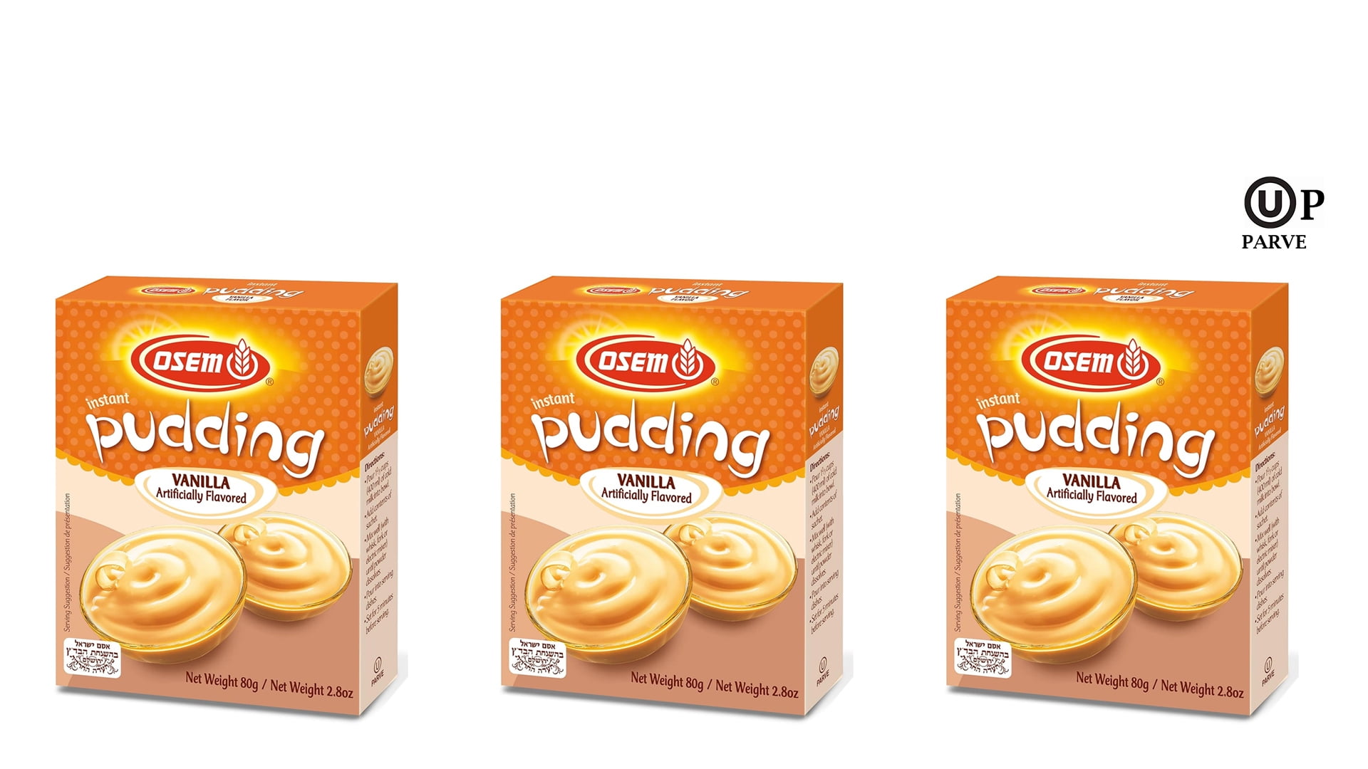 Osem Instant Vanilla Pudding, OU Kosher for Passover, Parve 2.8oz 3 Pack