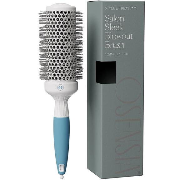 Osensia Blownout Medium Ceramic 1.7" Thermic Round Hair Brush, Detangling, Ionic, White