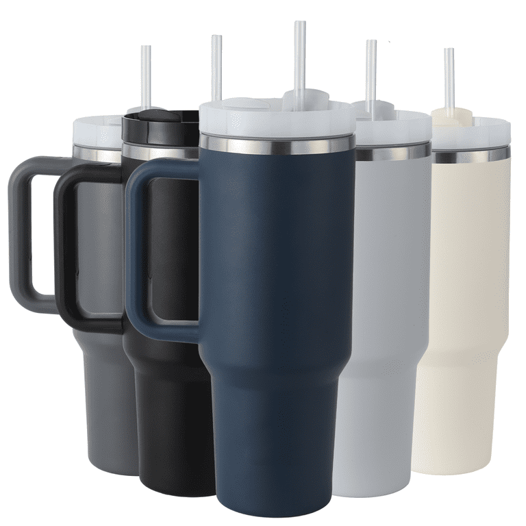 Large Insulated 40 oz Tumbler with Handle and Straw 304 Stainless Steel  Vacuum Travel Coffee Mug
