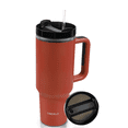 thumbnail image 1 of Oserlo 40 oz Reusable Vacuum Quencher Tumbler with Straw, Travel Cup with Lid, Insulated Stainless Steel Cup with Handle, Coffee Mug, Maintains Heat Cold, Heat and Ice for Hours, Rusty Red, 1 of 7