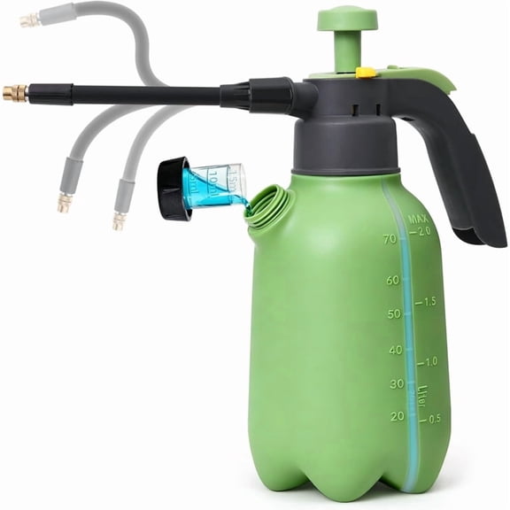 Osfvolr 1/2 Gallon Pump Sprayer with Flexible Adjustable Nozzle, Hand Pump Pressure Sprayers with Built-in Measuring Cup